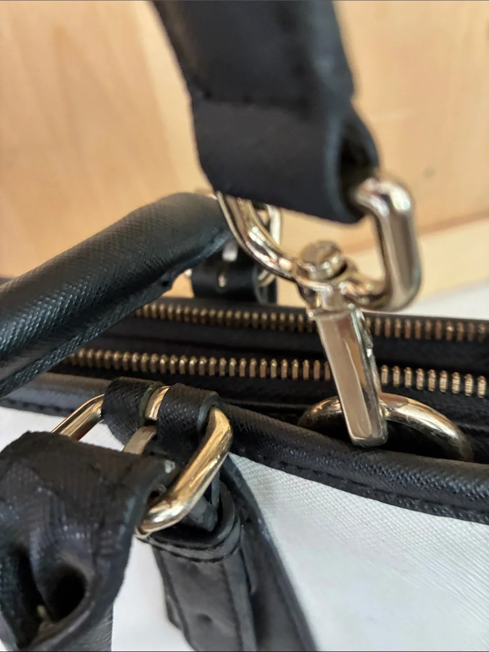 Anne Fontaine Classic Two-Tone Black & White Satchel Handbag